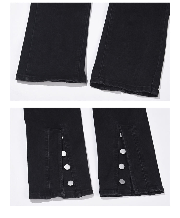 Button Bottoms New Retro Stretch Slim Flared Jeans...