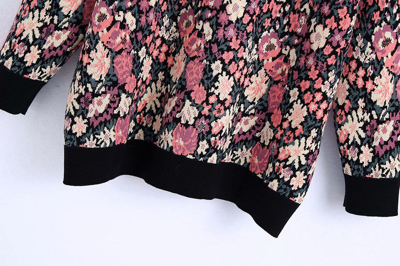 Flower Jacquard Knit Cardigan...