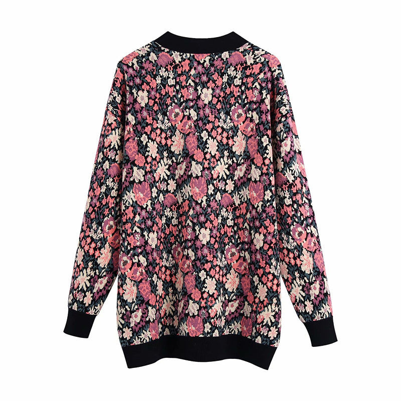 Flower Jacquard Knit Cardigan...