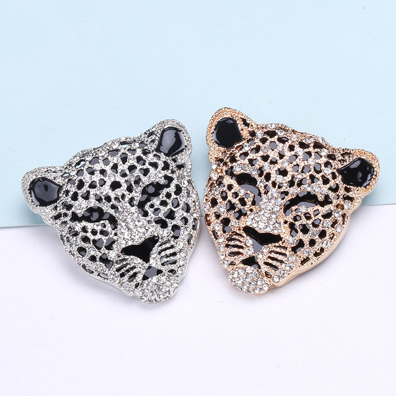 Vintage Fashion Rhinestone Leopard Head Alloy Brooch