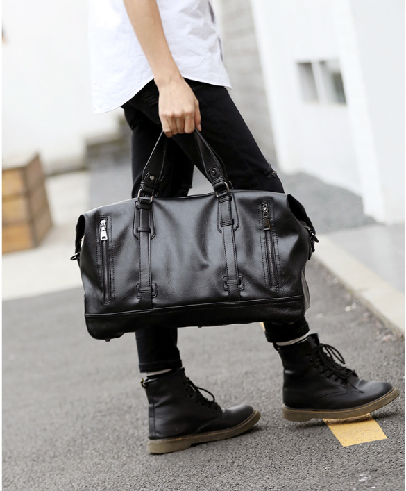 Large-capacity business handbag leather travel bag gym bag fashion men short-distance travel bag men