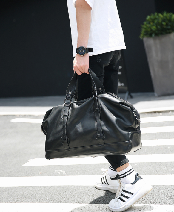 Large-capacity business handbag leather travel bag gym bag fashion men short-distance travel bag men