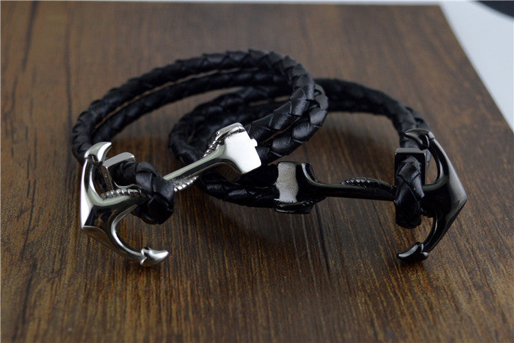 Anchor Bracelet Woven Leather Rope...