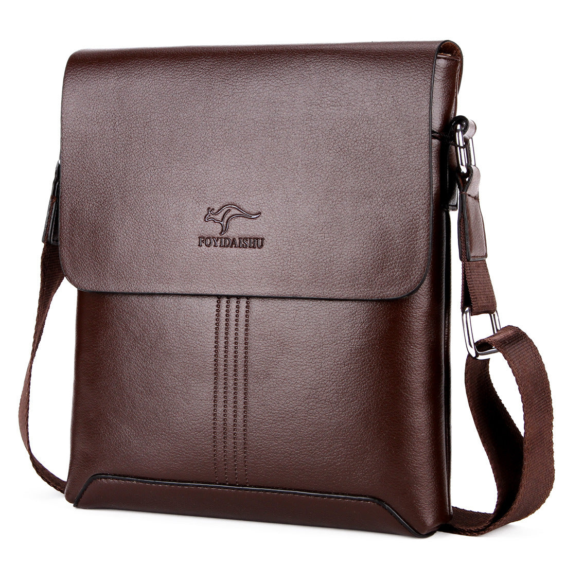 Solid Soft Leather Men Messenger Bag