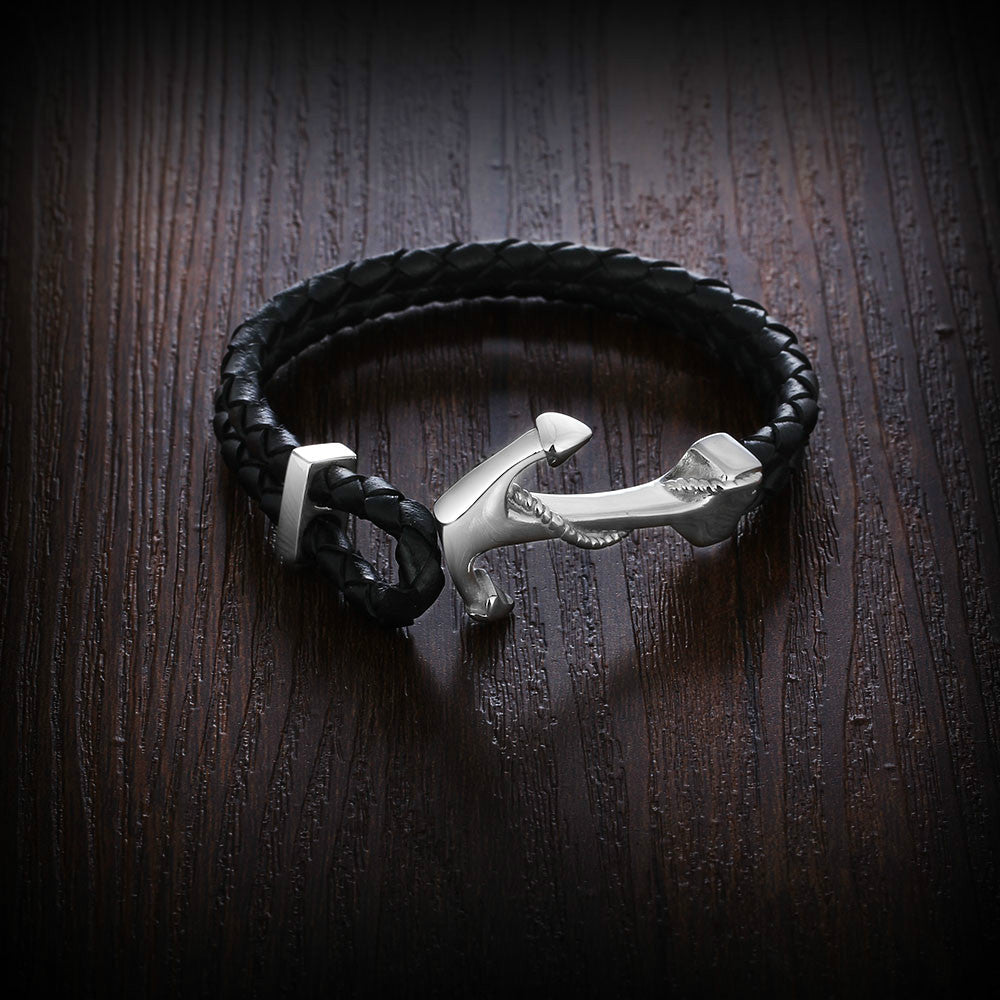 Anchor Bracelet Woven Leather Rope...