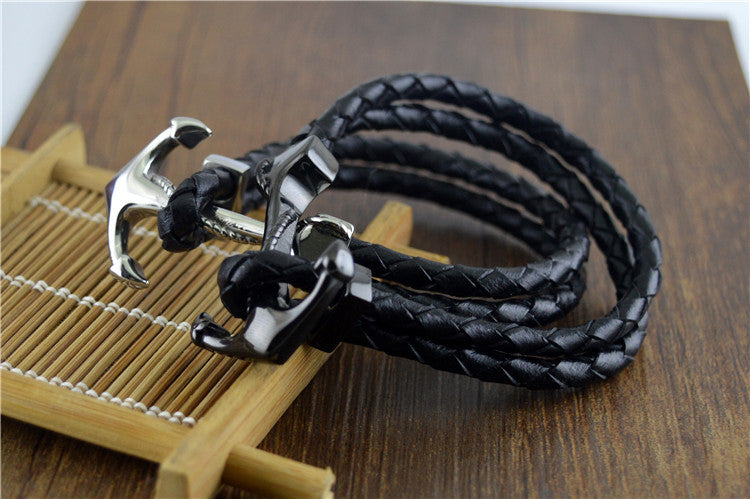 Anchor Bracelet Woven Leather Rope...