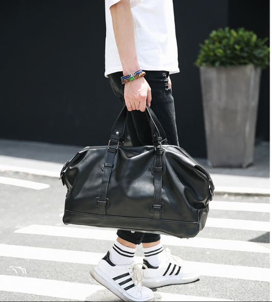 Large-capacity business handbag leather travel bag gym bag fashion men short-distance travel bag men