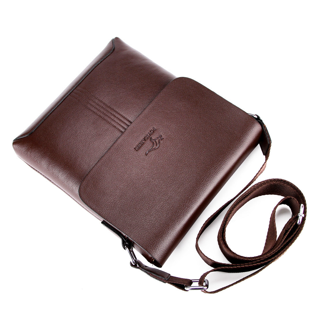 Solid Soft Leather Men Messenger Bag