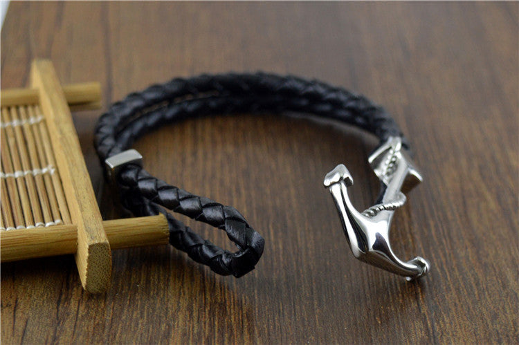 Anchor Bracelet Woven Leather Rope...