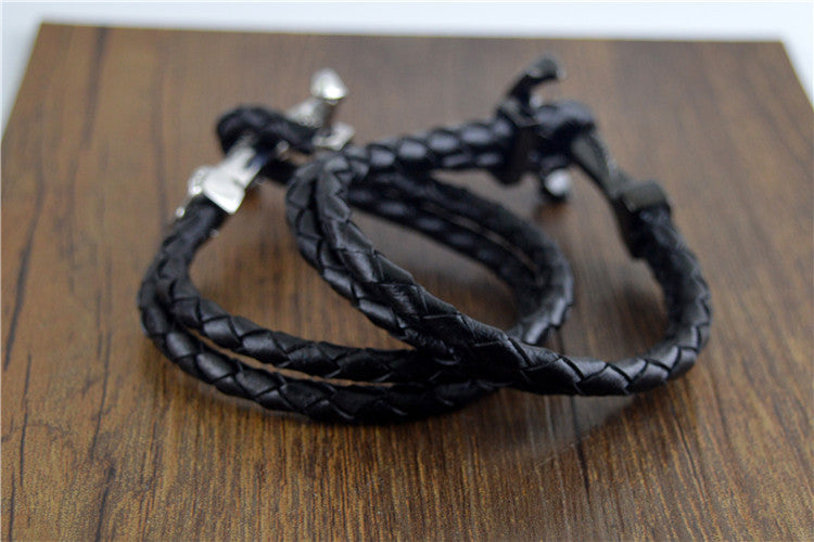 Anchor Bracelet Woven Leather Rope...