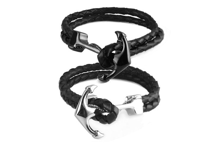 Anchor Bracelet Woven Leather Rope...