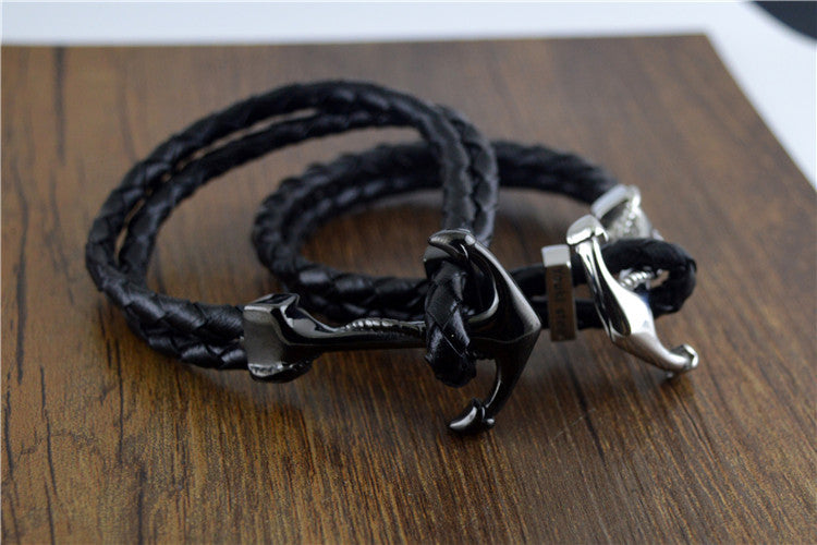 Anchor Bracelet Woven Leather Rope...