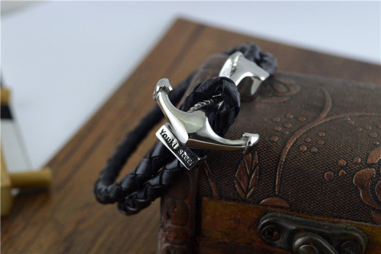 Anchor Bracelet Woven Leather Rope...